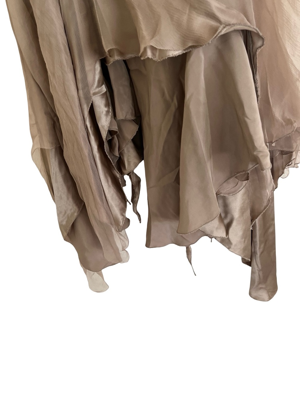 Linda Loudermilk Tan 100% Silk Fairy Chiffon Skirt NWT Small - Picture 6 of 9